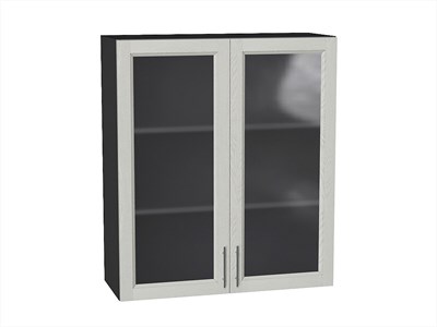 Шкаф верхний с 2-мя остекленными дверцами Сканди Graphite, Cappuccino Softwood, 920, 800 В*Ш*Г 920*800*320, фасад МДФ/Стекло  Cappuccino Softwood, корпус  Graphite ms2510VVT_41669