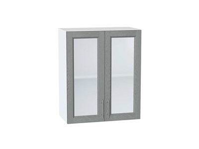 Шкаф верхний с 2-мя остекленными дверцами Сканди Белый, Grey Softwood, 720, 600 В*Ш*Г 716*600*320, фасад МДФ/Стекло  Grey Softwood, корпус  Белый ms2510VVT_41639