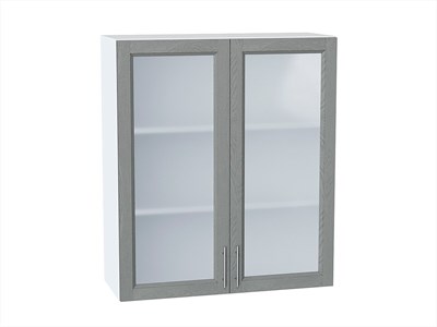 Шкаф верхний с 2-мя остекленными дверцами Сканди Белый, Grey Softwood, 920, 800 В*Ш*Г 920*800*320, фасад МДФ/Стекло  Grey Softwood, корпус  Белый ms2510VVT_41672
