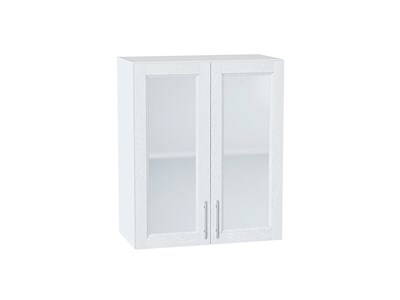 Шкаф верхний с 2-мя остекленными дверцами Сканди Белый, White Softwood, 720, 600 В*Ш*Г 716*600*320, фасад МДФ/Стекло  White Softwood, корпус  Белый ms2510VVT_56213