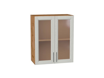Шкаф верхний с 2-мя остекленными дверцами Сканди Дуб Вотан, Cappuccino Softwood, 720, 600 В*Ш*Г 716*600*320, фасад МДФ/Стекло  Cappuccino Softwood, корпус  Дуб Вотан ms2510VVT_62939