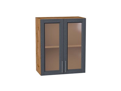 Шкаф верхний с 2-мя остекленными дверцами Сканди Дуб Вотан, Graphite Softwood, 720, 600 В*Ш*Г 716*600*320, фасад МДФ/Стекло  Graphite Softwood, корпус  Дуб Вотан ms2510VVT_62941