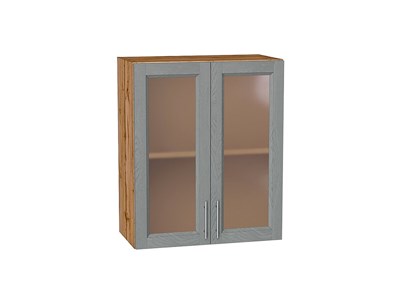 Шкаф верхний с 2-мя остекленными дверцами Сканди Дуб Вотан, Grey Softwood, 720, 600 В*Ш*Г 716*600*320, фасад МДФ/Стекло  Grey Softwood, корпус  Дуб Вотан ms2510VVT_62940