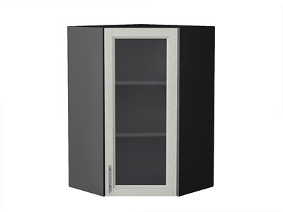 Шкаф верхний угловой остекленный Сканди Graphite, Cappuccino Softwood, 920 В*Ш*Г 920*600*600, фасад МДФ/Стекло  Cappuccino Softwood, корпус  Graphite ms2510VVT_41713