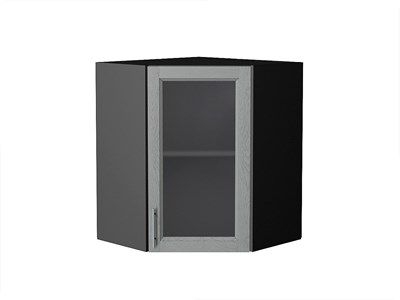 Шкаф верхний угловой остекленный Сканди Graphite, Grey Softwood, 720 В*Ш*Г 716*600*600, фасад МДФ/Стекло  Grey Softwood, корпус  Graphite ms2510VVT_41706