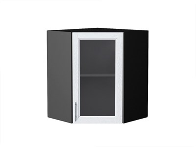 Шкаф верхний угловой остекленный Сканди Graphite, White Softwood, 720 В*Ш*Г 716*600*600, фасад МДФ/Стекло  White Softwood, корпус  Graphite ms2510VVT_56231