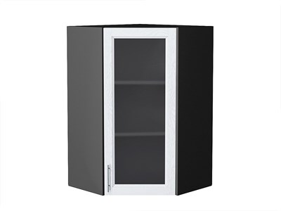 Шкаф верхний угловой остекленный Сканди Graphite, White Softwood, 920 В*Ш*Г 920*600*600, фасад МДФ/Стекло  White Softwood, корпус  Graphite ms2510VVT_56232