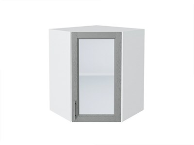 Шкаф верхний угловой остекленный Сканди Белый, Grey Softwood, 720 В*Ш*Г 716*600*600, фасад МДФ/Стекло  Grey Softwood, корпус  Белый ms2510VVT_41705