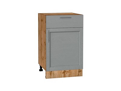 Шкаф нижний с 1-ой дверцей и ящиком Сканди Дуб Вотан, Grey Softwood, 500 В*Ш*Г 816*500*480, фасад МДФ  Grey Softwood, корпус  Дуб Вотан ms2510VVT_63003