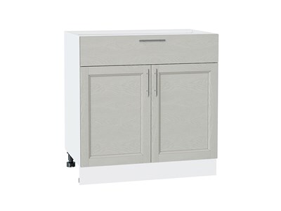 Шкаф нижний с 2-мя дверцами и ящиком Сканди Белый, Cappuccino Softwood, 800 В*Ш*Г 816*800*480, фасад МДФ  Cappuccino Softwood, корпус  Белый ms2510VVT_56619