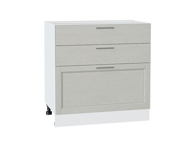 Шкаф нижний с 3-мя ящиками Сканди Белый, Cappuccino Softwood, 800 В*Ш*Г 816*800*480, фасад МДФ  Cappuccino Softwood, корпус  Белый ms2510VVT_41933