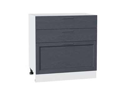 Шкаф нижний с 3-мя ящиками Сканди Белый, Graphite Softwood, 800 В*Ш*Г 816*800*480, фасад МДФ  Graphite Softwood, корпус  Белый ms2510VVT_41935