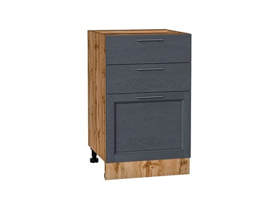 Шкаф нижний с 3-мя ящиками Сканди Дуб Вотан, Graphite Softwood, 500 В*Ш*Г 816*500*480, фасад МДФ  Graphite Softwood, корпус  Дуб Вотан ms2510VVT_63059