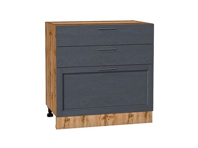 Шкаф нижний с 3-мя ящиками Сканди Дуб Вотан, Graphite Softwood, 800 В*Ш*Г 816*800*480, фасад МДФ  Graphite Softwood, корпус  Дуб Вотан ms2510VVT_63061