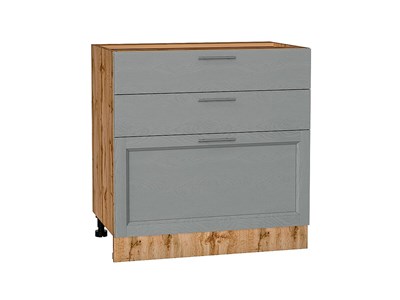 Шкаф нижний с 3-мя ящиками Сканди Дуб Вотан, Grey Softwood, 800 В*Ш*Г 816*800*480, фасад МДФ  Grey Softwood, корпус  Дуб Вотан ms2510VVT_63057