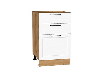 Шкаф нижний с 3-мя ящиками Сканди Дуб Вотан, White Silkwood, 500 В*Ш*Г 816*500*480, фасад МДФ  White Silkwood, корпус  Дуб Вотан ms2510VVT_70328