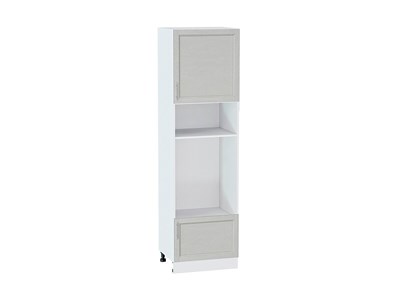 Шкаф пенал с 1-ой дверцей и ящиком под технику Сканди Белый, Cappuccino Softwood, 2140 В*Ш*Г 2132*600*576, фасад МДФ  Cappuccino Softwood, корпус  Белый ms2510VVT_42498