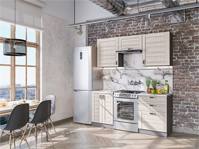 Кухонный гарнитур модульный Лофт-05 В*Ш*Г 2140*1800*600, фасад МДФ  Cappuccino Veralinga, корпус  Graphite, столешница  Гранит белый ms2510VVT_60734