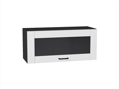 Шкаф верхний горизонтальный остекленный Лофт Graphite, Super White, 800 В*Ш*Г 358*800*320, фасад МДФ/Стекло  Super White, корпус  Graphite ms2510VVT_55145