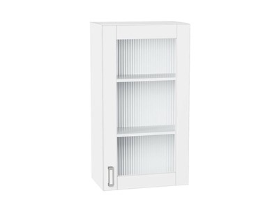 Шкаф верхний с 1-ой остекленной дверцей Лофт Белый, White Silk, 920, 500 В*Ш*Г 920*500*320, фасад МДФ/Стекло  White Silk, корпус  Белый ms2510VVT_60034