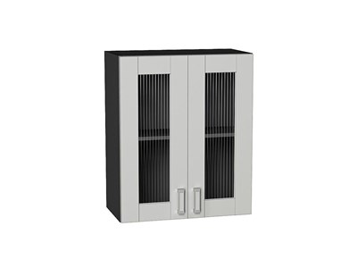 Шкаф верхний с 2-мя остекленными дверцами Лофт Graphite, Grey Silk, 720, 600 В*Ш*Г 716*600*320, фасад МДФ/Стекло  Grey Silk, корпус  Graphite ms2510VVT_69646