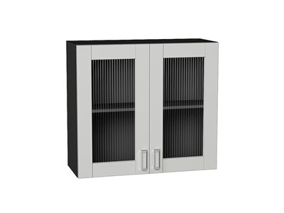 Шкаф верхний с 2-мя остекленными дверцами Лофт Graphite, Grey Silk, 720, 800 В*Ш*Г 716*800*320, фасад МДФ/Стекло  Grey Silk, корпус  Graphite ms2510VVT_69647