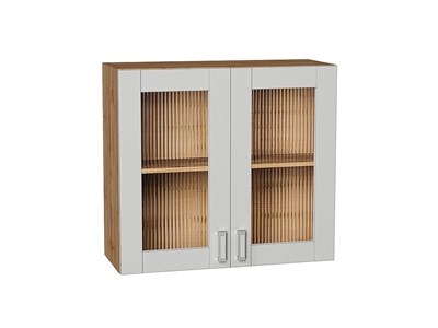 Шкаф верхний с 2-мя остекленными дверцами Лофт Дуб Вотан, Grey Silk, 720, 800 В*Ш*Г 716*800*320, фасад МДФ/Стекло  Grey Silk, корпус  Дуб Вотан ms2510VVT_69643