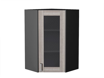 Шкаф верхний угловой остекленный Лофт Graphite, Cappuccino Veralinga, 920 В*Ш*Г 920*600*600, фасад МДФ/Стекло  Cappuccino Veralinga, корпус  Graphite ms2510VVT_41043