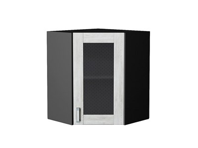 Шкаф верхний угловой остекленный Лофт Graphite, Nordic Oak, 720 В*Ш*Г 716*600*600, фасад МДФ/Стекло  Nordic Oak, корпус  Graphite ms2510VVT_36002