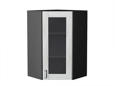 Шкаф верхний угловой остекленный Лофт Graphite, Nordic Oak, 920 В*Ш*Г 920*600*600, фасад МДФ/Стекло  Nordic Oak, корпус  Graphite ms2510VVT_41045