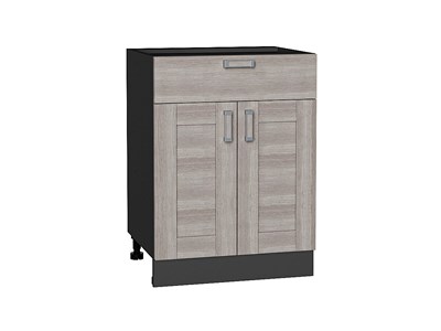 Шкаф нижний с 2-мя дверцами и ящиком Лофт Graphite, Cappuccino Veralinga, 600 В*Ш*Г 816*600*480, фасад МДФ  Cappuccino Veralinga, корпус  Graphite ms2510VVT_36098