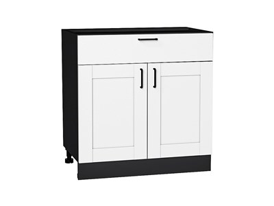 Шкаф нижний с 2-мя дверцами и ящиком Лофт Graphite, Super White, 800 В*Ш*Г 816*800*480, фасад МДФ  Super White, корпус  Graphite ms2510VVT_56583
