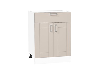Шкаф нижний с 2-мя дверцами и ящиком Лофт Белый, Cream Silk, 600 В*Ш*Г 816*600*480, фасад МДФ  Cream Silk, корпус  Белый ms2510VVT_71572
