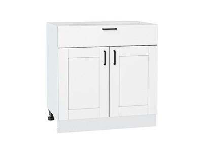 Шкаф нижний с 2-мя дверцами и ящиком Лофт Белый, Super White, 800 В*Ш*Г 816*800*480, фасад МДФ  Super White, корпус  Белый ms2510VVT_56582