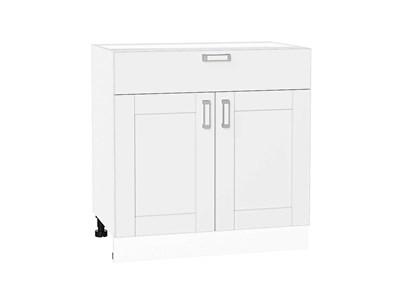 Шкаф нижний с 2-мя дверцами и ящиком Лофт Белый, White Silk, 800 В*Ш*Г 816*800*480, фасад МДФ  White Silk, корпус  Белый ms2510VVT_60093