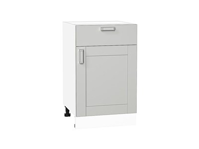 Шкаф нижний с 1-ой дверцей и ящиком Лофт Белый, Grey Silk, 500 В*Ш*Г 816*500*480, фасад МДФ  Grey Silk, корпус  Белый ms2510VVT_69679
