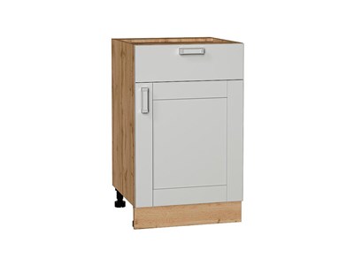 Шкаф нижний с 1-ой дверцей и ящиком Лофт Дуб Вотан, Grey Silk, 500 В*Ш*Г 816*500*480, фасад МДФ  Grey Silk, корпус  Дуб Вотан ms2510VVT_69682