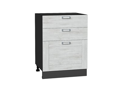 Шкаф нижний с 3-мя ящиками Лофт Graphite, Nordic Oak, 600 В*Ш*Г 816*600*480, фасад МДФ  Nordic Oak, корпус  Graphite ms2510VVT_36086