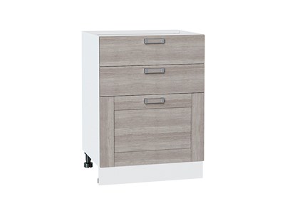Шкаф нижний с 3-мя ящиками Лофт Белый, Cappuccino Veralinga, 600 В*Ш*Г 816*600*480, фасад МДФ  Cappuccino Veralinga, корпус  Белый ms2510VVT_36083