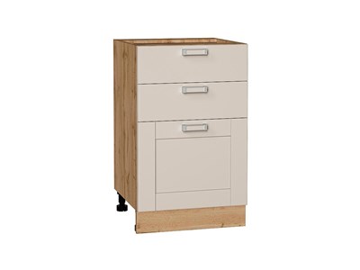 Шкаф нижний с 3-мя ящиками Лофт Дуб Вотан, Cream Silk, 500 В*Ш*Г 816*500*480, фасад МДФ  Cream Silk, корпус  Дуб Вотан ms2510VVT_71591