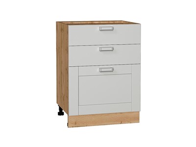 Шкаф нижний с 3-мя ящиками Лофт Дуб Вотан, Grey Silk, 600 В*Ш*Г 816*600*480, фасад МДФ  Grey Silk, корпус  Дуб Вотан ms2510VVT_69727