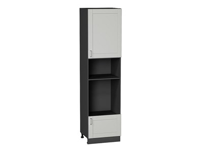 Шкаф пенал с 1-ой дверцей и ящиком под технику Лофт Graphite, Grey Silk, 2340 В*Ш*Г 2336*600*576, фасад МДФ  Grey Silk, корпус  Graphite ms2510VVT_69745