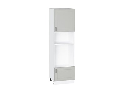 Шкаф пенал с 1-ой дверцей и ящиком под технику Лофт Белый, Grey Silk, 2140 В*Ш*Г 2132*600*576, фасад МДФ  Grey Silk, корпус  Белый ms2510VVT_69740
