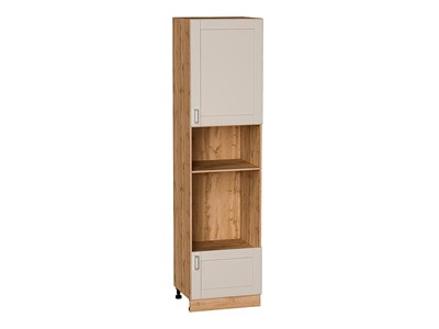 Шкаф пенал с 1-ой дверцей и ящиком под технику Лофт Дуб Вотан, Cream Silk, 2340 В*Ш*Г 2336*600*576, фасад МДФ  Cream Silk, корпус  Дуб Вотан ms2510VVT_71608