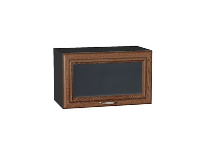Шкаф верхний горизонтальный остекленный Шале Graphite, Brown Dreamline, 600 В*Ш*Г 358*600*320, фасад МДФ/Стекло  Brown Dreamline, корпус  Graphite ms2510VVT_53725