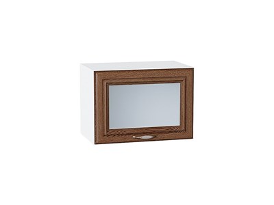 Шкаф верхний горизонтальный остекленный Шале Белый, Brown Dreamline, 500 В*Ш*Г 358*500*320, фасад МДФ/Стекло  Brown Dreamline, корпус  Белый ms2510VVT_53721