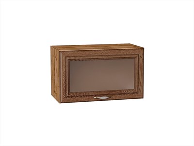 Шкаф верхний горизонтальный остекленный Шале Дуб Вотан, Brown Dreamline, 600 В*Ш*Г 358*600*320, фасад МДФ/Стекло  Brown Dreamline, корпус  Дуб Вотан ms2510VVT_61280