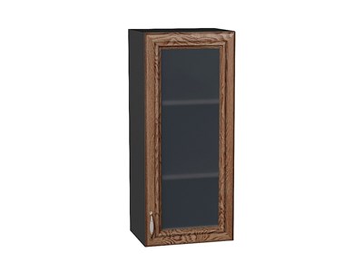 Шкаф верхний с 1-ой остекленной дверцей Шале Graphite, Brown Dreamline, 920, 400 В*Ш*Г 920*400*320, фасад МДФ/Стекло  Brown Dreamline, корпус  Graphite ms2510VVT_53809