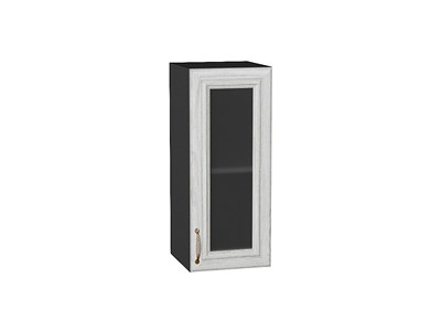 Шкаф верхний с 1-ой остекленной дверцей Шале Graphite, White Dreamline, 720, 300 В*Ш*Г 716*300*320, фасад МДФ/Стекло  White Dreamline, корпус  Graphite ms2510VVT_53793