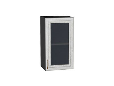 Шкаф верхний с 1-ой остекленной дверцей Шале Graphite, White Dreamline, 720, 400 В*Ш*Г 716*400*320, фасад МДФ/Стекло  White Dreamline, корпус  Graphite ms2510VVT_53794